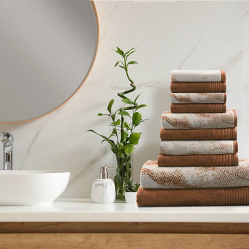 Lola Superior Marble Effect 10 Piece Cotton Towel Set